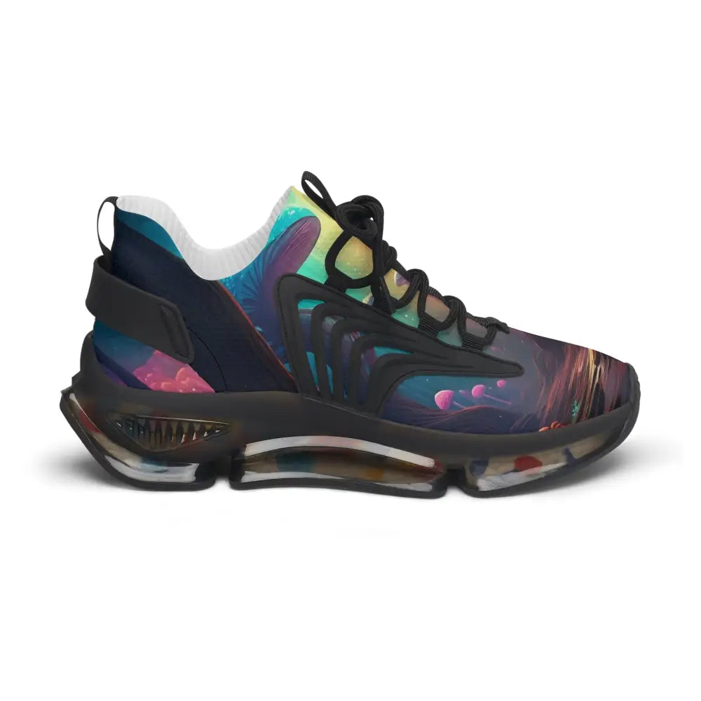 Colorful athletic women’s mesh sneakers with clear sole in PixiOnyx Surreal Streetwear collection