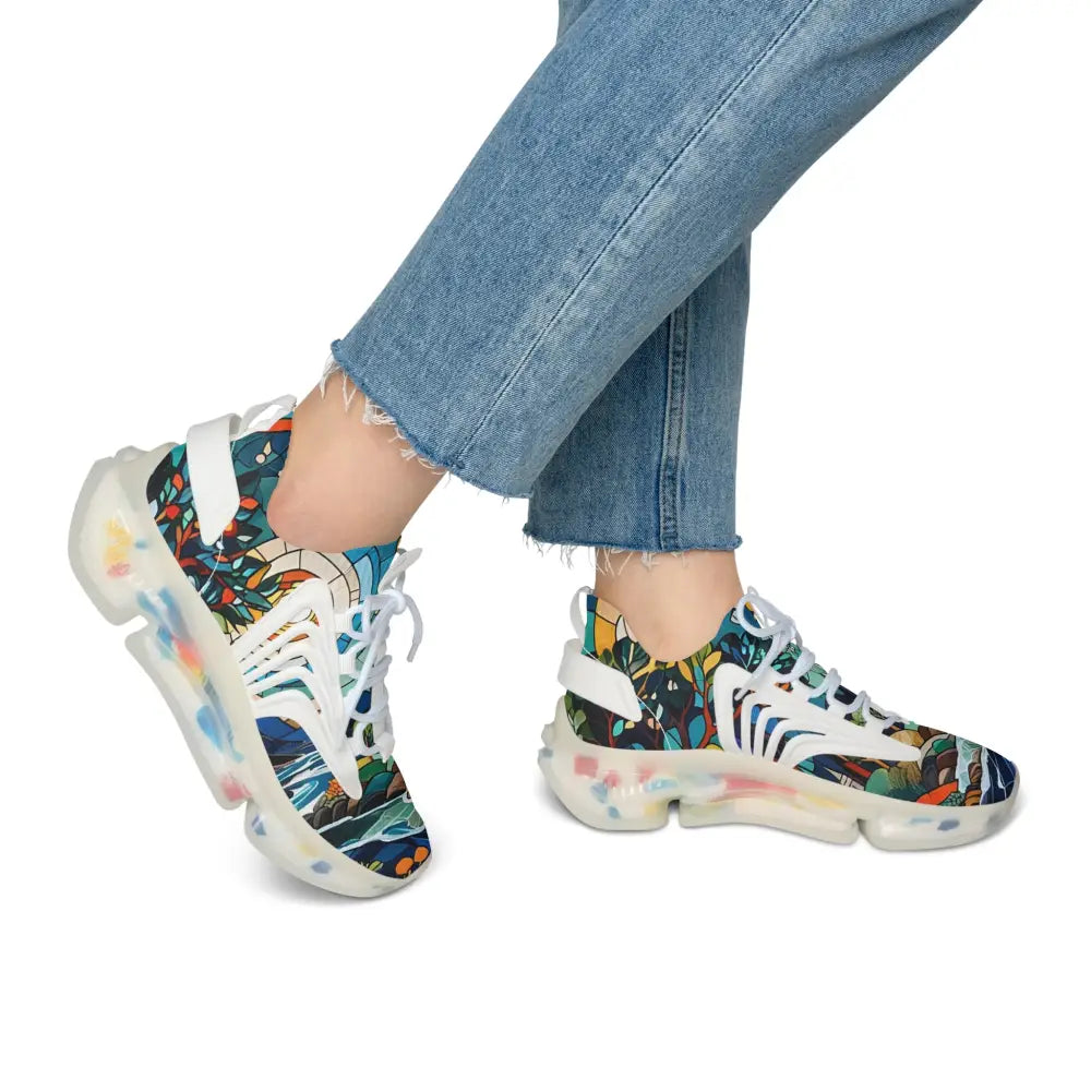 Colorful patterned Women’s Mesh Sneakers from PixiOnyx Chromatic Streetwear