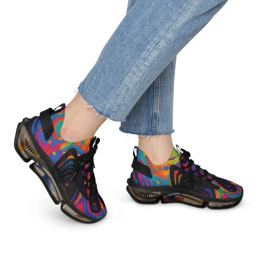 Colorful tie-dye Women’s Mesh Sneakers Voidspiral Mirage PixiOnyx Psywave Footwear