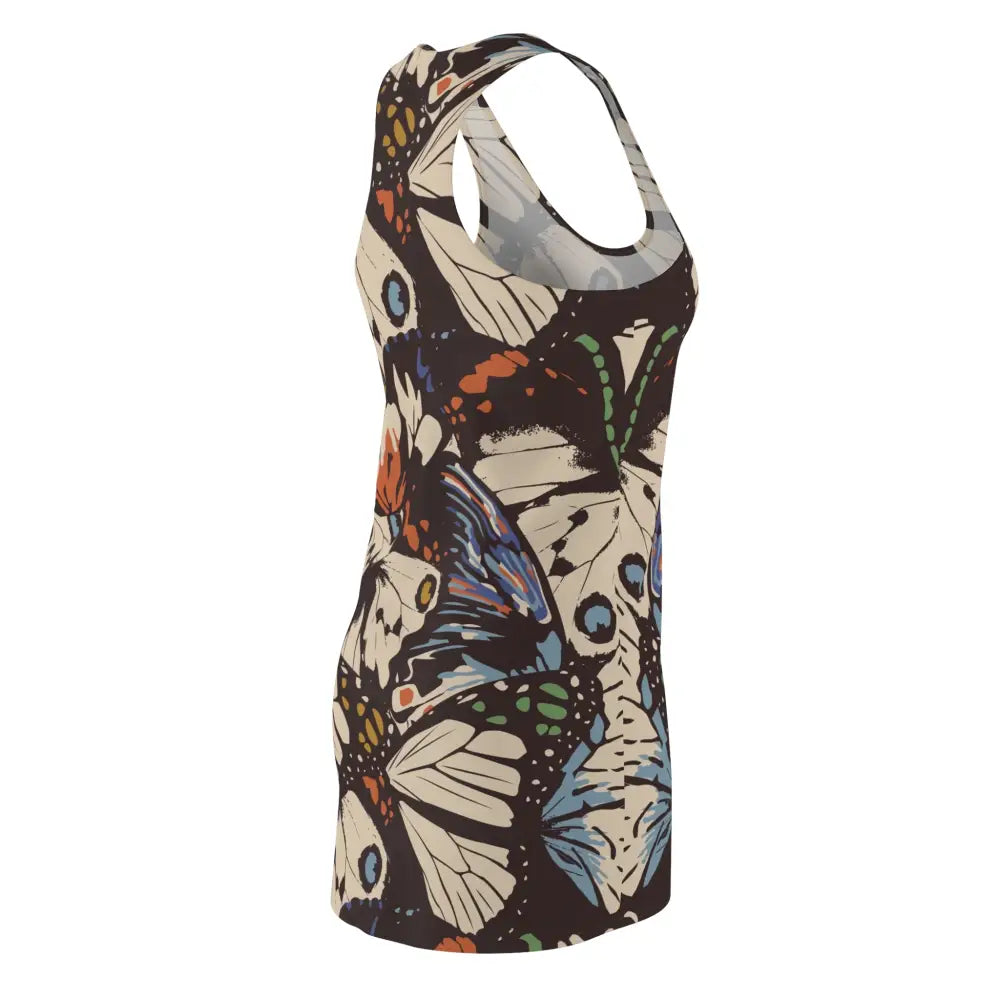 Butterfly-patterned tank dress for women in Racerback style from PixiOnyx Summerwear