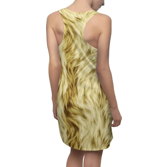 Women’s Racerback Dress with FauxFur Flux texture and fur-like pattern
