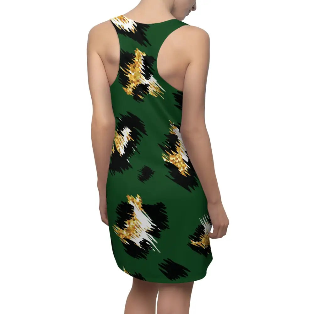 Green racerback dress with leopard print from PixiOnyx Wildform Capsulewear Jungle Static collection