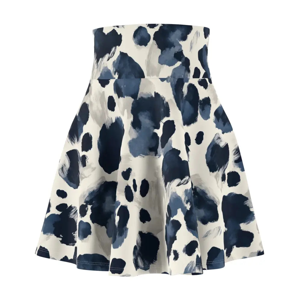 Blue and white patterned skater skirt from PixiOnyx in Navy Abstract Bloom design