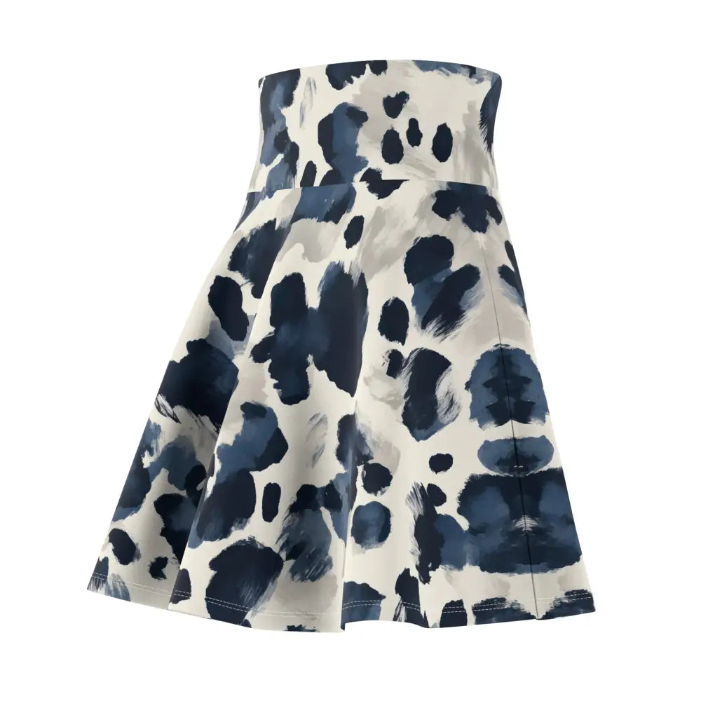 Blue and white patterned women’s skater skirt with flowy fit from PixiOnyx