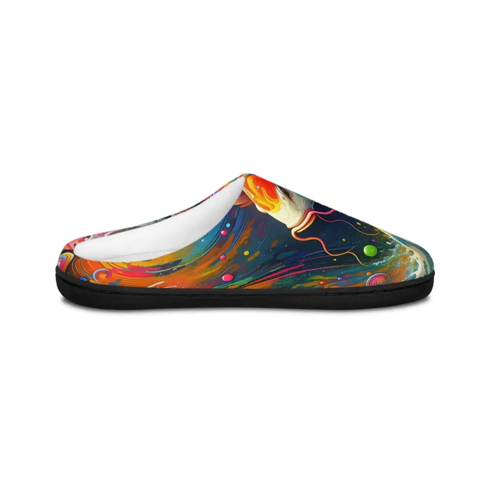 Colorful abstract slipper for women from PixiOnyx Luxe Loungewear Rainbow Koi collection