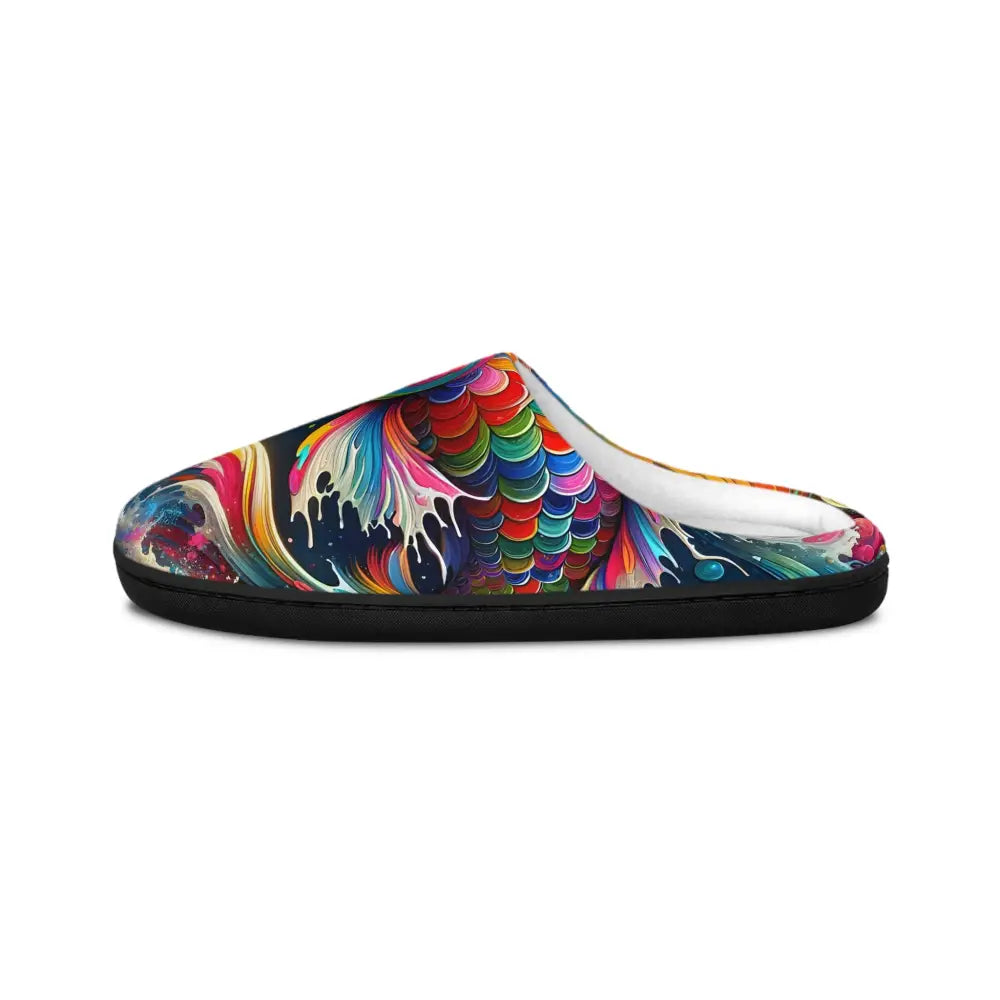 Colorful koi fish slipper for women from PixiOnyx Luxe Loungewear Rainbow Koi collection
