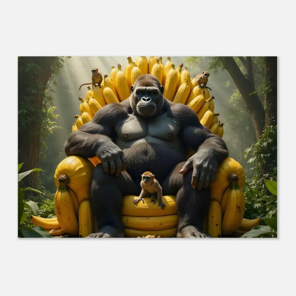 Gorilla sitting on a banana throne print for King Kong’s Banana Throne artwork