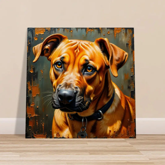 Rhodesian Ridgeback portrait on canvas with distressed background in PixiOnyx Natural Fidelity edition