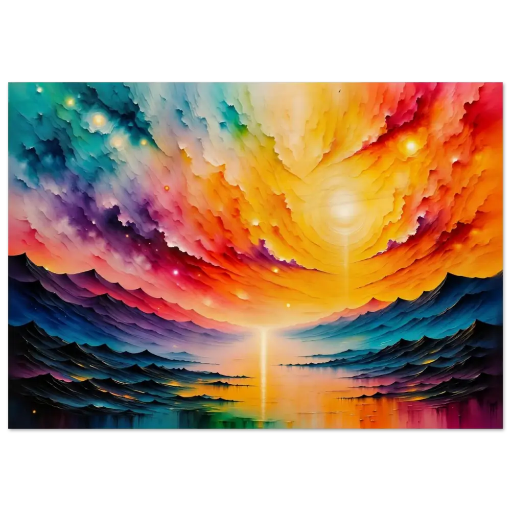 Discover Radiant Horizon vibrant abstract landscape painting on PixiOnyx Wood Print