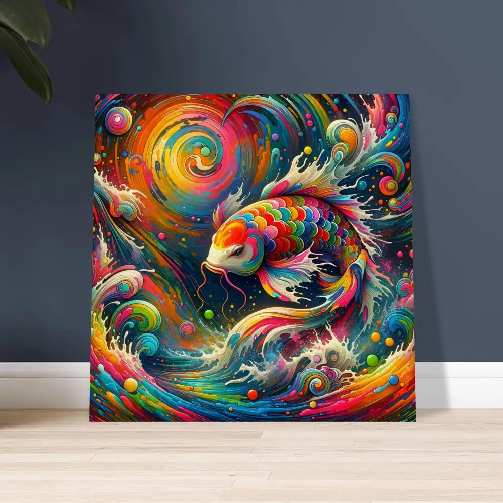 Colorful koi fish art on Wood Print Rainbow Koi from PixiOnyx Organic Flow in Psychedelic Nature
