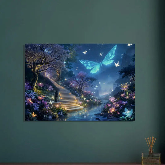 Fantasy landscape painting for Wood Prints Biolumina The Valley Beyond PixiOnyx