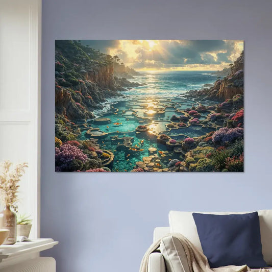 Coastal landscape painting on Wood Prints Garden of the Tides PixiOnyx Tidegrain Harmony Edition