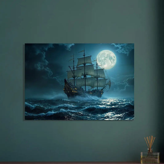 Moonlit Galleon painting on Wood Prints Moonlit Majesty PixiOnyx Naturalgrain Voyage Edition
